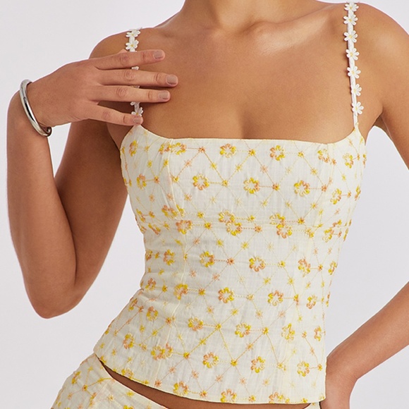 House of CB/Mistress Rocks Cloud Floral Embroidered Set (Top and Skirt) - Picture 2 of 3